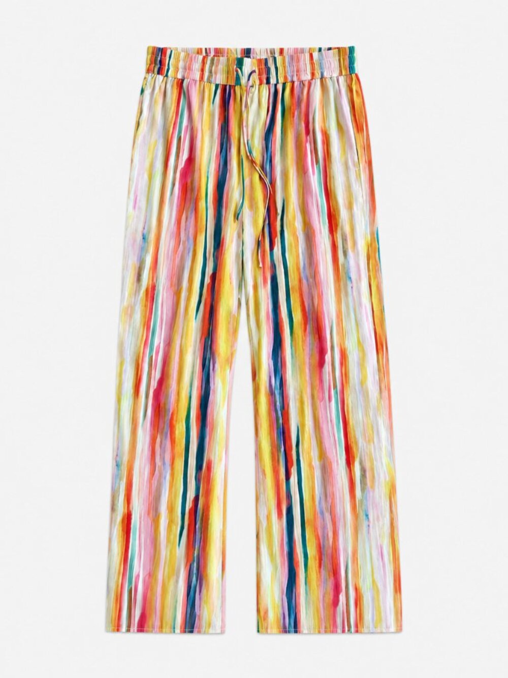 DYNAMITE Colorful Watercolor Stripe Wide Leg Flowy Pants | Size Small